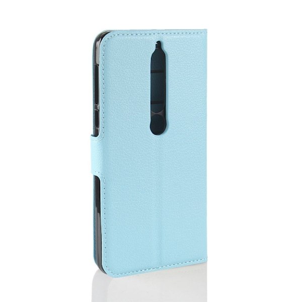Nokia 6 (2018) litchi tekstur PU læder flip etui - blå Blue