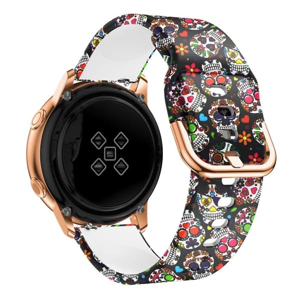 20mm Samsung Galaxy Watch Active -kellonauha silikonista - Pääkallo Multicolor