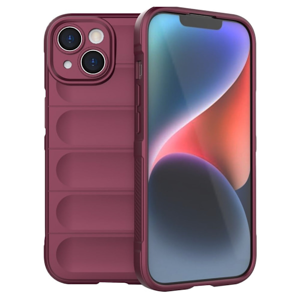 Mjukt greppformat iPhone 15 Plus skal - Röd Röd