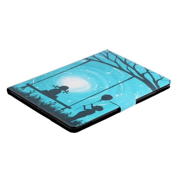 iPad 10.9 (2022) Pattern Printing Vegansk Læder stødsikkert Cover Foldable Stand Tablet Drop Resistant Case with Card Slots - Elskere Blue
