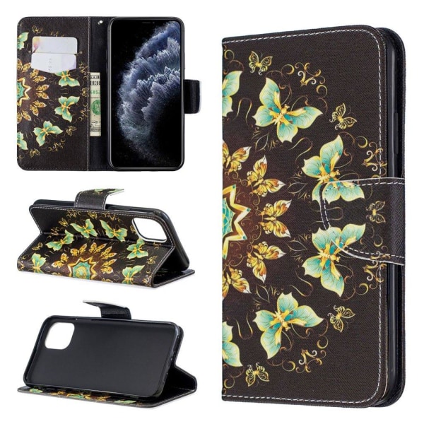 Wonderland iPhone 11 Pro Max flip etui - Halvcirkel-Sommerfugl Black