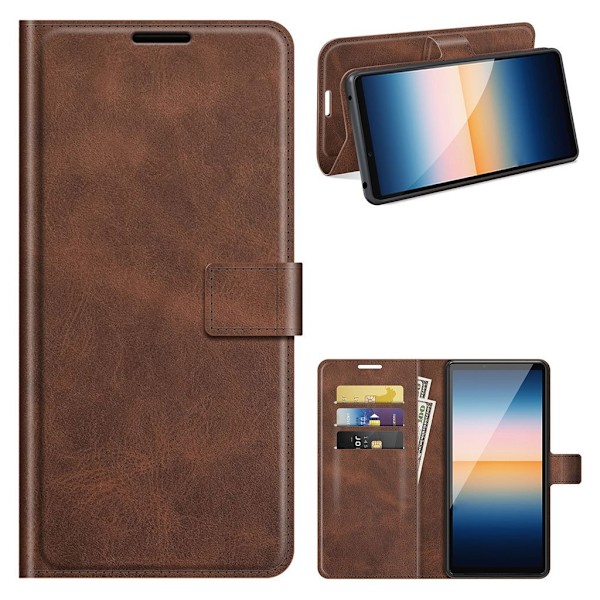 Lompakko Nahkakotelo For Sony Xperia 10 III - Kahvi Brown