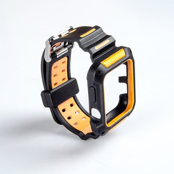 Apple Watch Series 4 44mm tvåfärgat klockarmband i silikon - Svart / Orange multifärg