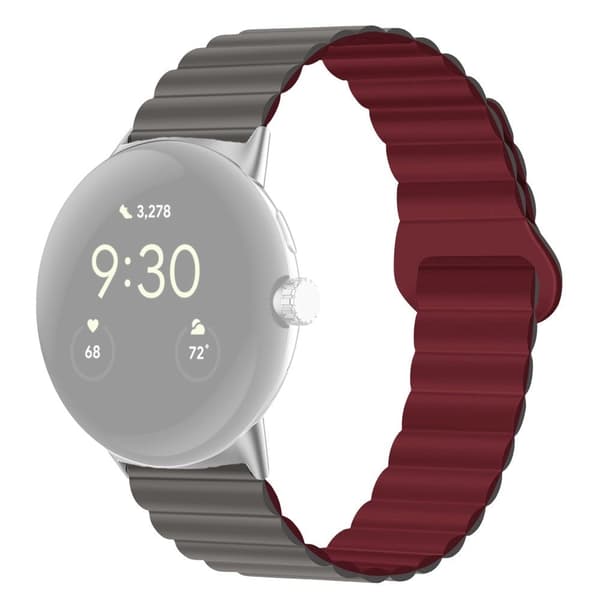Google Pixel Watch kaksivärinen silikonikellon hihna - Harmaa / Viininpunainen Red