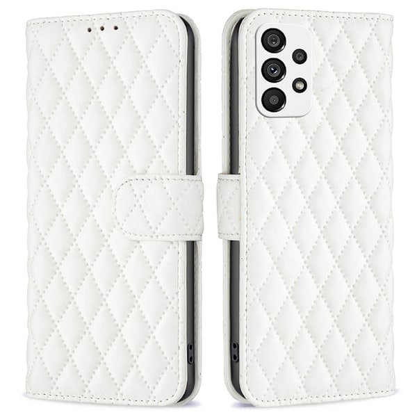 Rhombus mat Samsung Galaxy A73 flip etui - Hvid White
