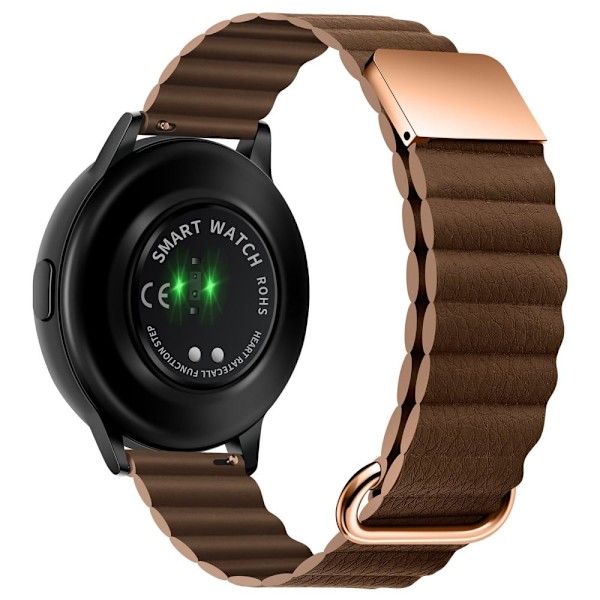 22 mm Universal klockarmband i äkta läder i litchi-stil - Roséguld Spänne / Brun Brun