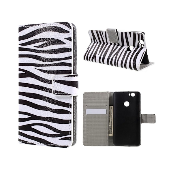 Scherfig Huawei Nova Läderfodral - Zebra Ränder multifärg