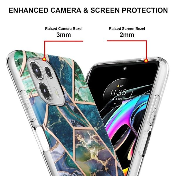 Marble Motorola Edge 20 Lite Etui - Blå / Grøn Multicolor
