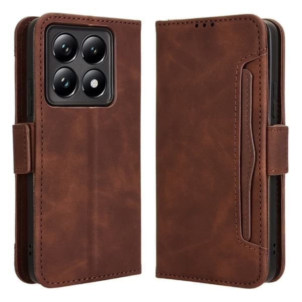 Modernt Xiaomi 14T fodral med plånbok - Brun Brun