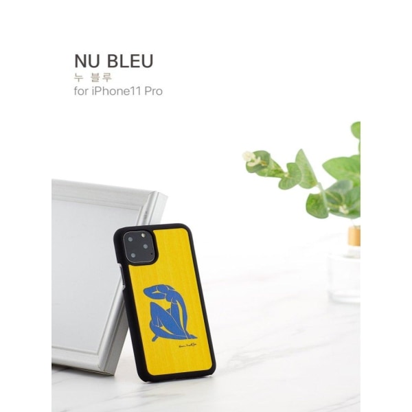 Man&Wood premium etui til iPhone 11 Pro - Nu Bleu Yellow