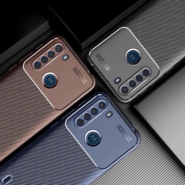 Carbon Shield Motorola One Fusion Etui - Blå Blue