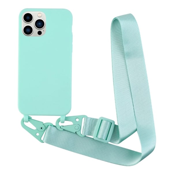 Ohut TPU-kotelo, jossa on mattapinta ja säädettävä hihna iPhone 13 Pro Max - Tummanvihreä Green