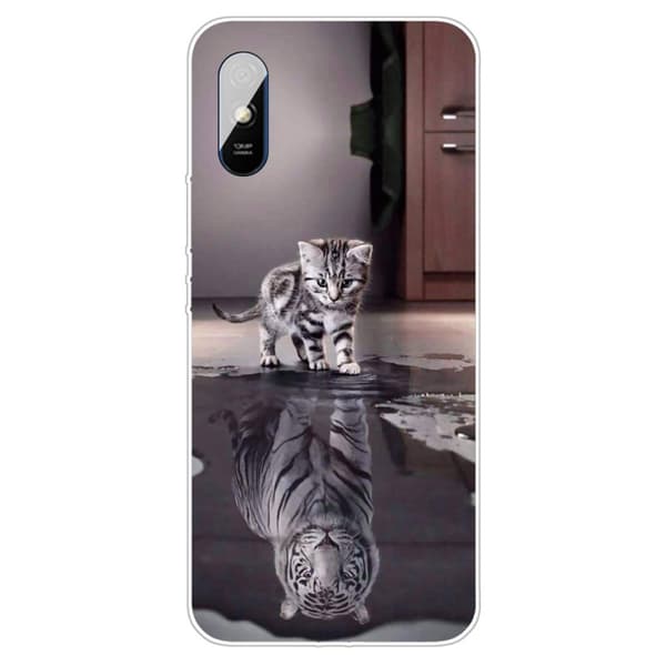 Deco Xiaomi Redmi 9A Suojakotelo - Kissa Silver grey