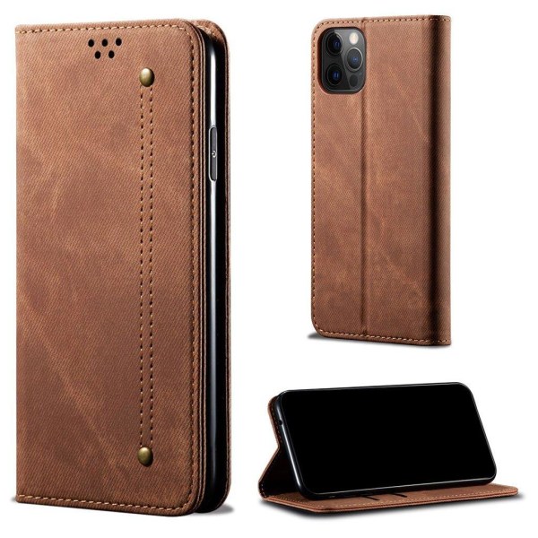 Jeans iPhone 13 Pro flip etui - Brun Brown