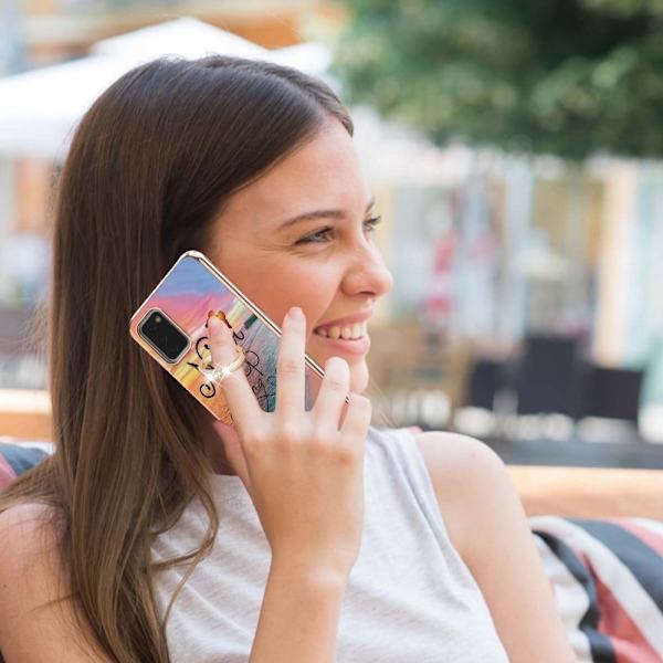 Marble Mønstret Deksel med Ring Holder til Samsung Galaxy A03s - Never Stop Dreaming Multicolor