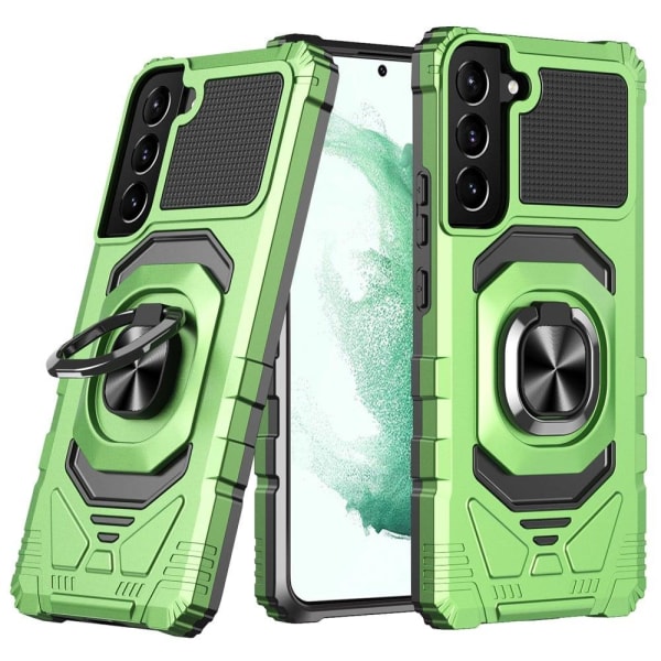 Kestävä kova muovisuojus pehmeällä sisäpuolella ja potkutelineellä Samsung Galaxy S22 Plus - Vihreä Green