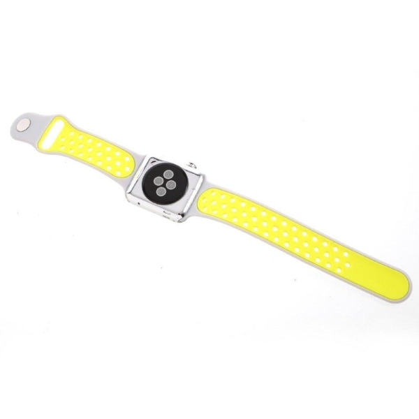 Apple Watch 42mm blød silikone urrem - Gul/hvid Yellow