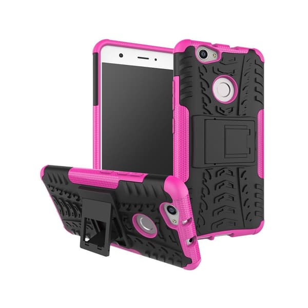 Huawei Nova hybriddeksel m. kickstand og dekktekstur - Varm rosa Pink