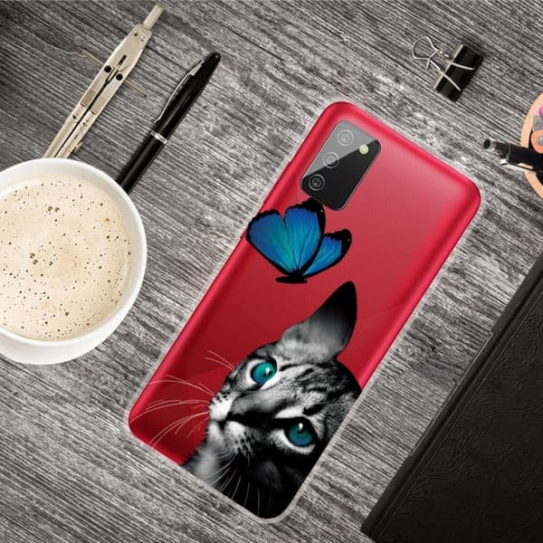 Butterfly Samsung Galaxy A02s nahkakotelo - Kissa / Perhonen Multicolor