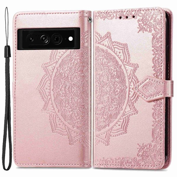Mandala läder Google Pixel 7 Pro fodral - Rosa Rosa