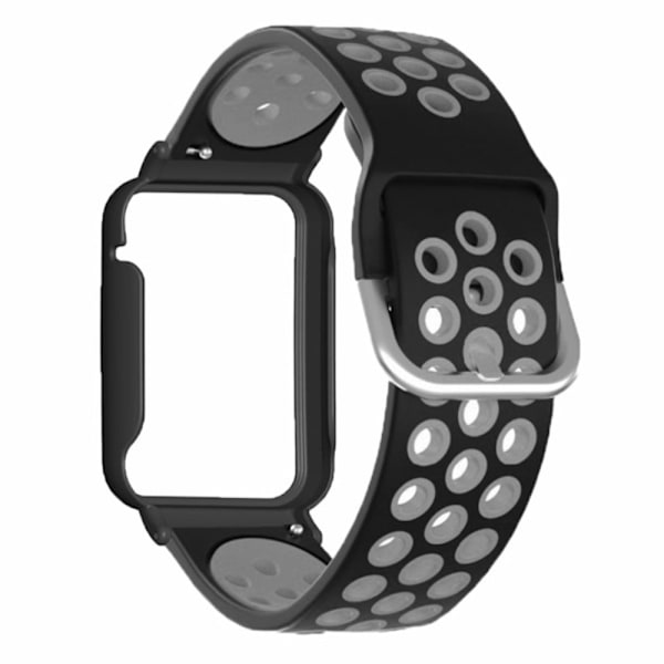 Xiaomi Smart Band 8 Pro Silicone Watch Bands Replacement Strap med Watch Case - Sort + Grå Silver grey