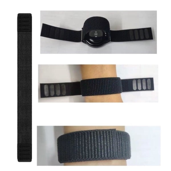 22mm nylon loop watch strap for Garmin watch - Black Black