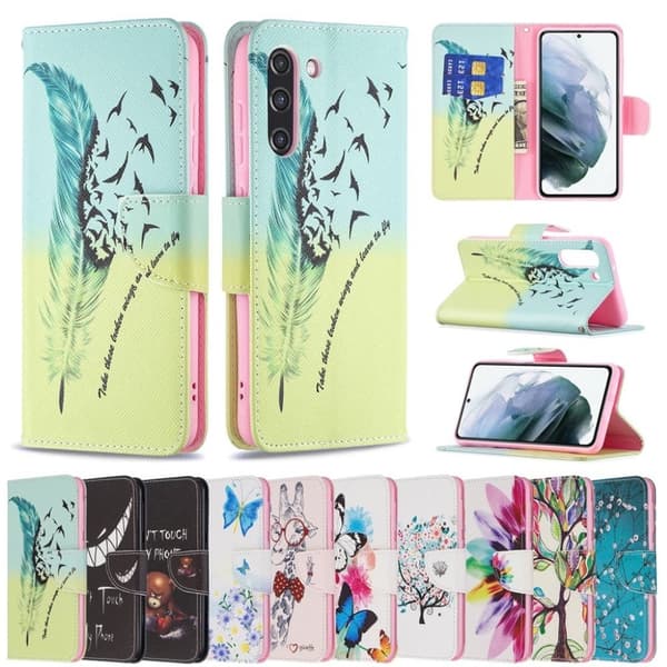 Wonderland Samsung Galaxy S21 FE Flip etui - Sommerfugl og blomst Multicolor
