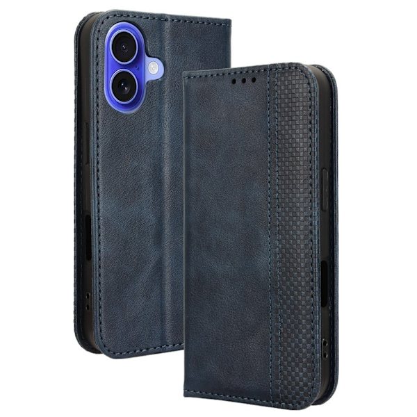 Bofink Vintage iPhone 16 Plus læderetui - Blå Blue