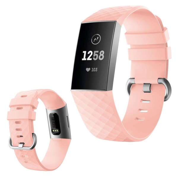 Fitbit Charge 4 / 3 diamond pattern watch band - Pink Size: L Rosa