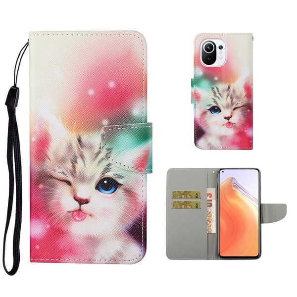 Wonderland Xiaomi Mi 11 Flip Etui - Sød Kat Multicolor
