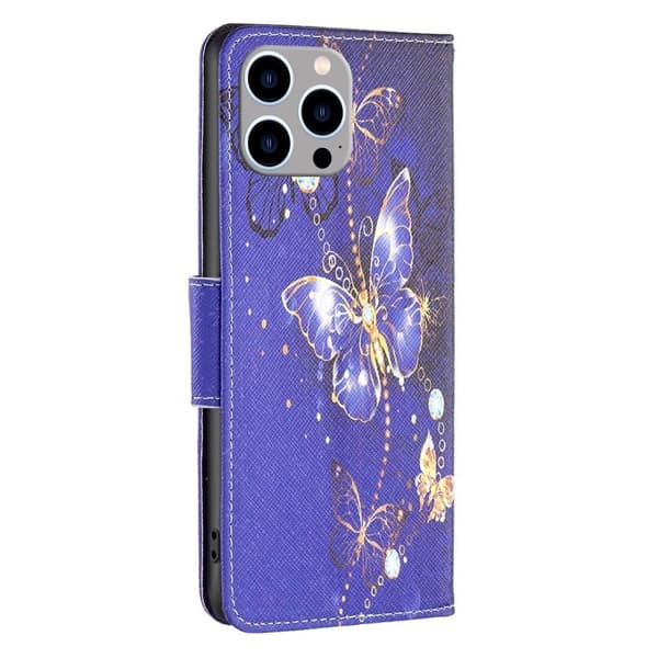 Wonderland iPhone 14 Pro Max flip-etui - Lilla Sommerfugler Pink