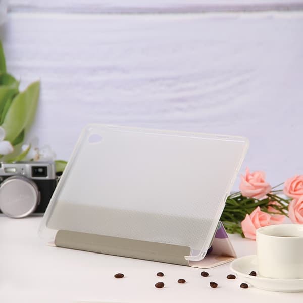 Huawei MediaPad M6 10.8 tri-fold mønster læder flip etui - lilla blomst Pink