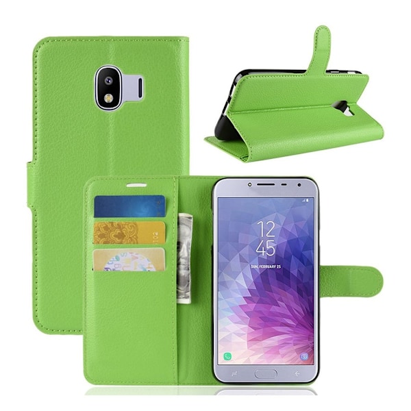 Samsung Galaxy J4 (2018) litchi tekstur læder flip etui - Grøn Green