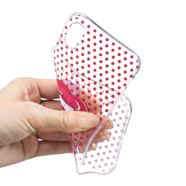 iPhone Xr soft case med mønstertryk - Red Lips Red
