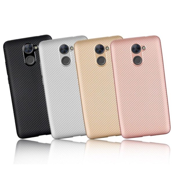 Huawei Y7 carbon fiber tekstur blød TPU etui - Rødguld Pink