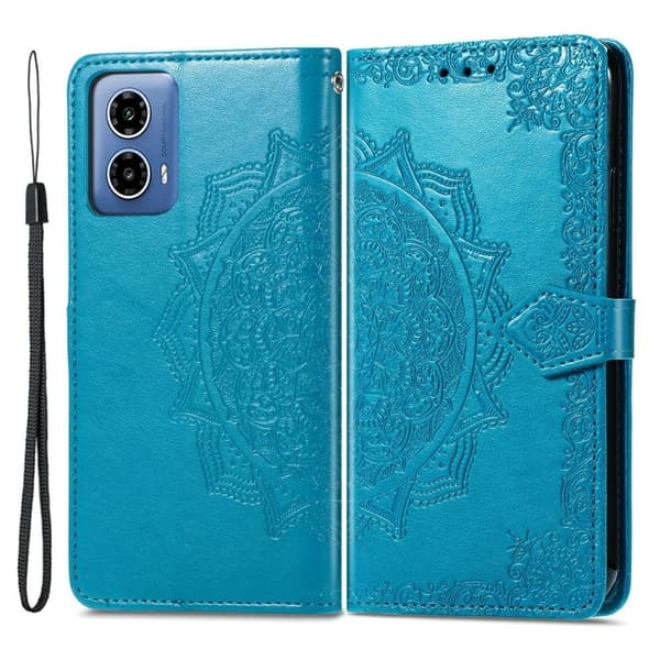 Mandala Motorola Moto G34 læderetui - Blå Blue