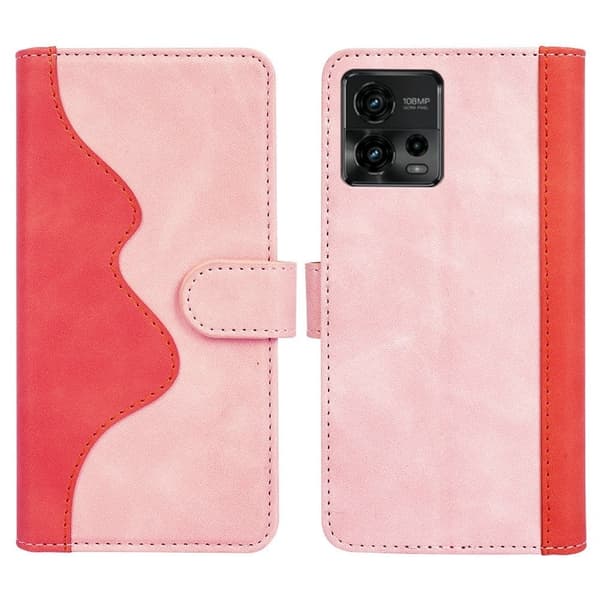 Tvåfärgat Motorola Moto G72 fodral i läder - Rosa Rosa
