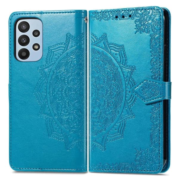 Mandala Samsung Galaxy A23 etui i lær - Blå Blue