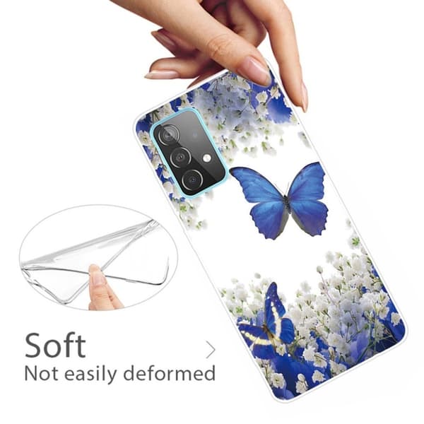 Deco Samsung Galaxy A52 5G Etui - Sommerfugl og Blomst Blue