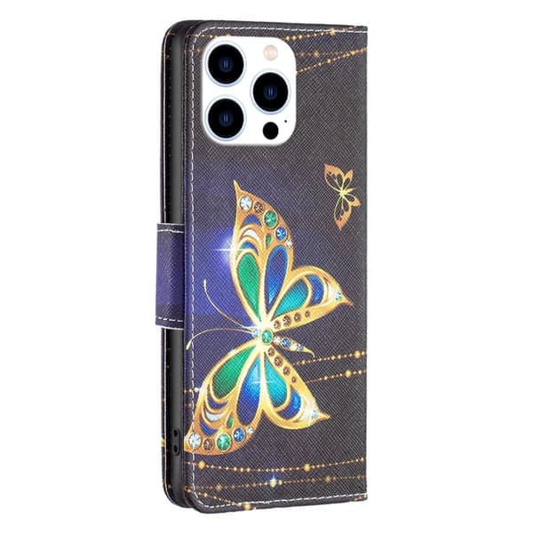 Wonderland iPhone 16 Pro flip etui - Smykke Sommerfugl Gold