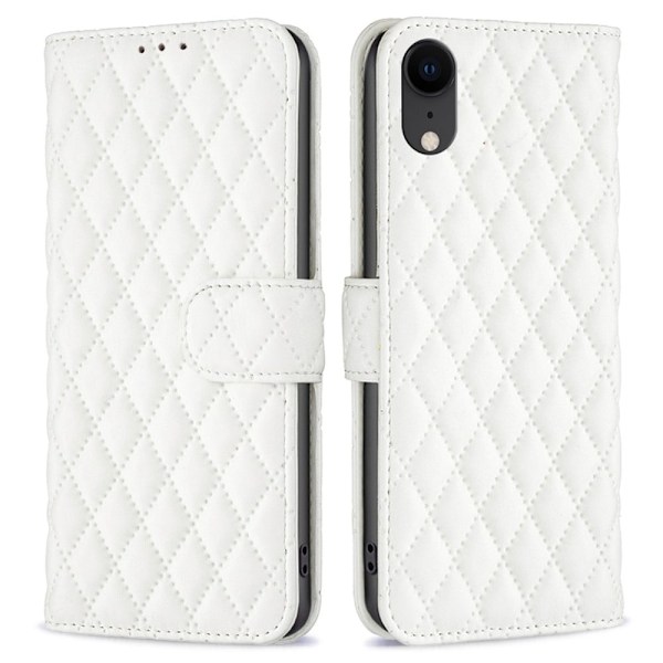Rombemønster, matt flip-deksel for iPhone Xr - Hvit White