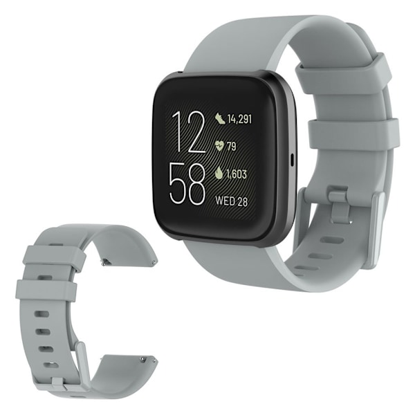 Fitbit Versa 2 / Versa Lite silikone Urrem - Grå / Størrelse: S Silver grey