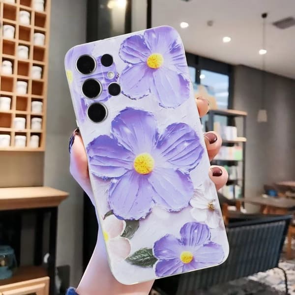 Deco Samsung Galaxy S24 Ultra deksel - Lilla Blomst Purple