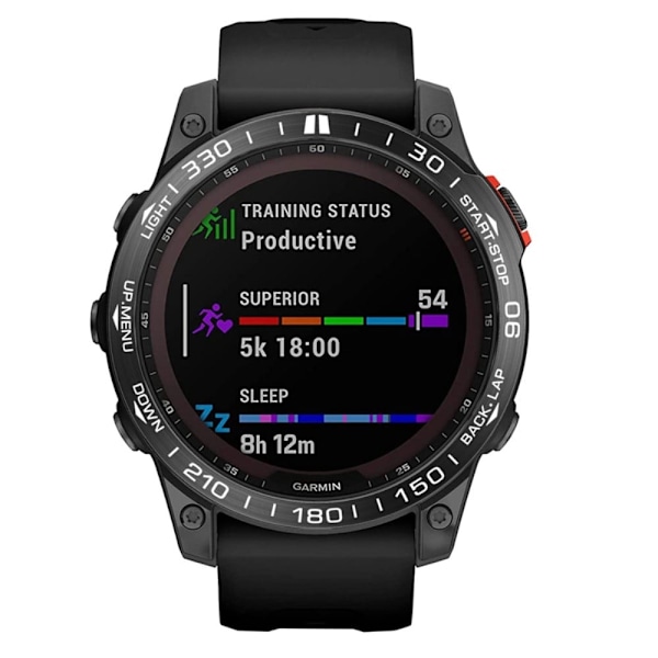 Garmin Fenix 7X ring i rustfrit stål - Sort Ring Med Hvide Bogstaver Black