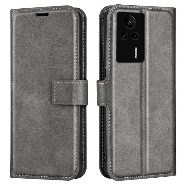 Lompakko Nahkakotelo For Xiaomi Redmi K60E - Harmaa Silver grey