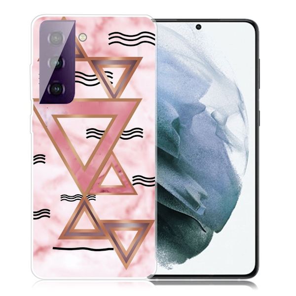 Marble Samsung Galaxy S21 Plus Etui - Rose Colored Triangles Pink