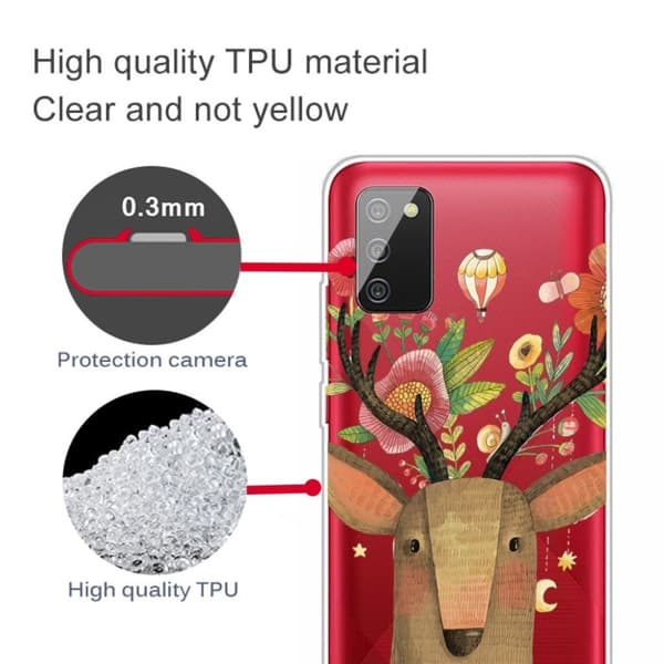 Deco Samsung Galaxy A03s skal - Blomma Hjort Brun
