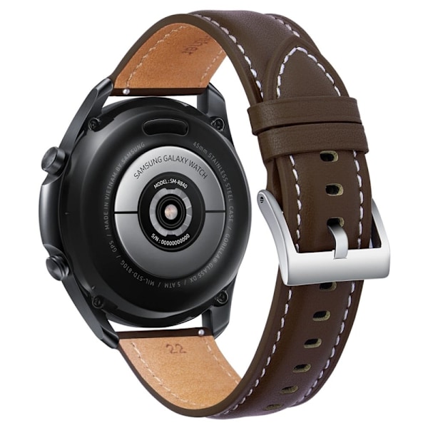 Samsung Galaxy Watch 5 (44mm) / (40mm / Pro stitching style klockarmband i äkta läder - Kaffe / Silverspänne Brun
