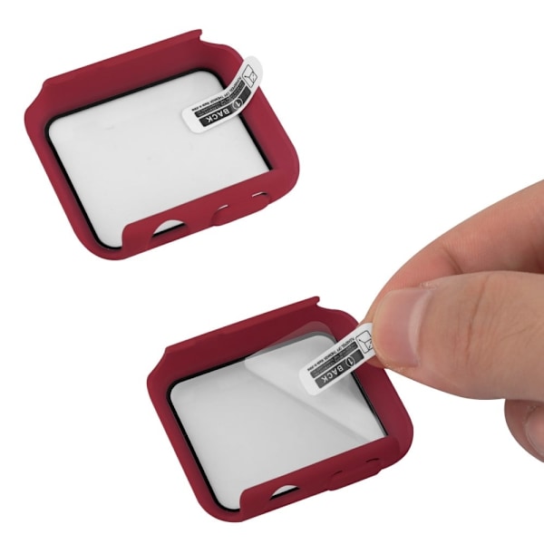 Apple Watch SE 2022 (44mm) cover with tempered glass screen protector - Wine Red Röd