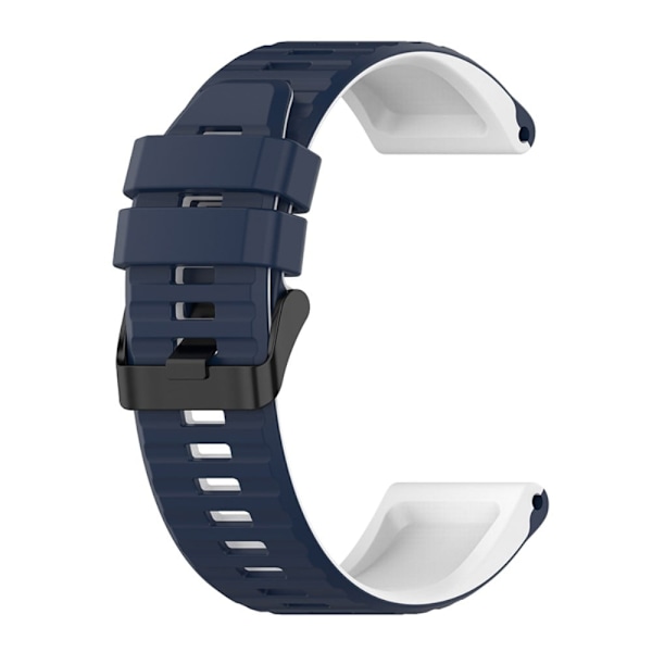22 mm dobbeltfarvet silikoneurrem til Garmin-ur - Midnatsblå / Hvid Blue